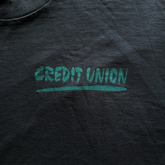 vintage 90s single stitch fruit of the loom credit union tshirt - Picture 2 of 4